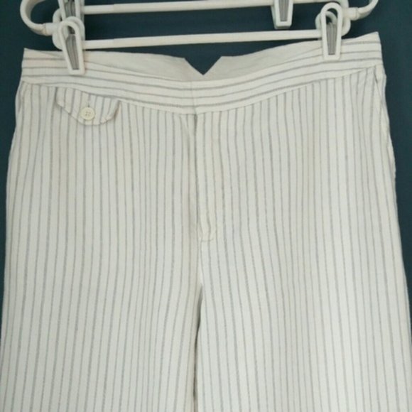 Gap White Pinstripe Linen Trouser pants - Picture 11 of 14